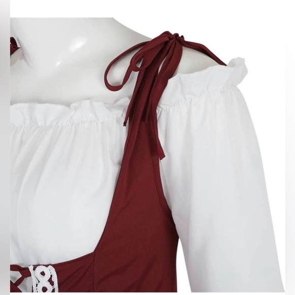 Halloween Costume Set Womens Renaissance Costume Medieval Irish Over Dress - Picture 8 of 12